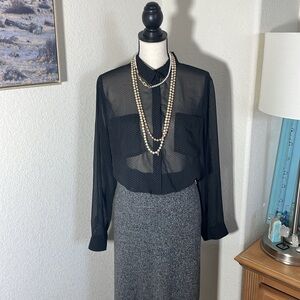 Black and white polka dot blouse